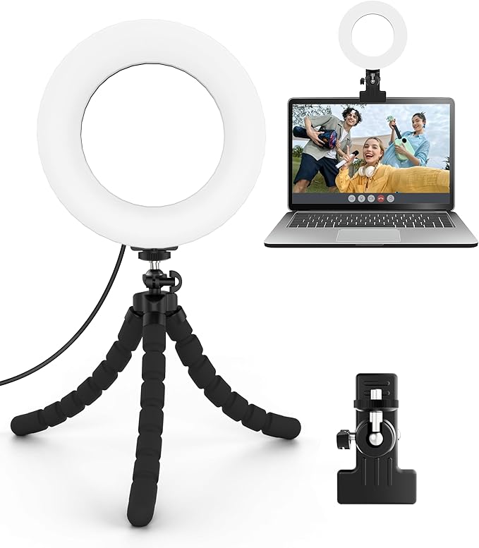 Cyezcor Video Conference Lighting Kit， Clip on Light Reading Lights， Ring Light, 360 ° Flexible Gooseneck Bed Night Light ，Computer Laptop Video Conferencing