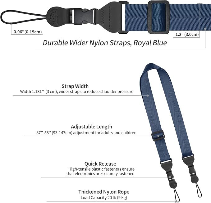 FIEIL Nylon iPad Strap, Adjustable Camera Neck Strap, Comfortable Shoulder Strap - Image 6