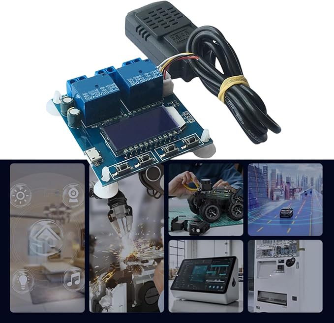 Double Output Digital Display Temperature Humidity Control Module Easy Read -20 to 60℃ Precisions Control Module Board Industrial Temperature Regulator
