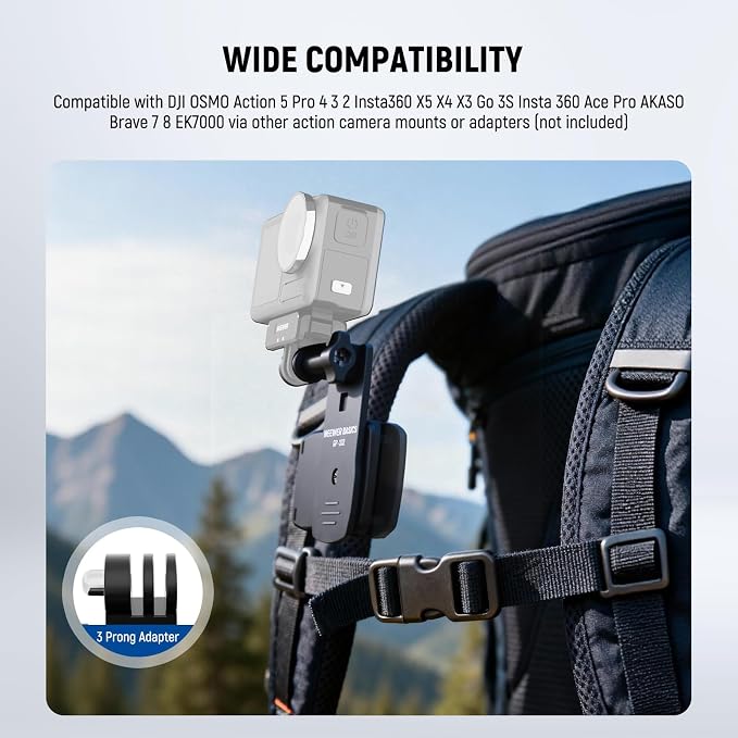 NEEWER Basics Backpack Strap Clip Clamp Mount Holder, Three Prong Adapter - Image 5