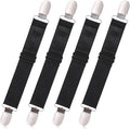 Xyembu 4Pcs Ironing Board Cover Clips Adjustable Ironing Board Pad Braces Fasteners Mini Suspenders Elastic Straps Clips for Secure and Tight Fit Corners Couch Covers Stays Bands(Black)