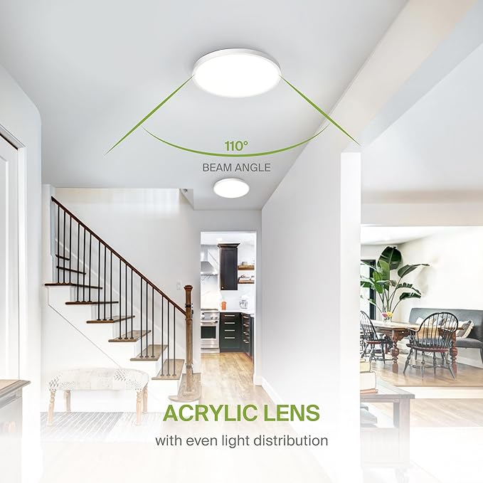 ASD LED 12" Round Flush Mount Ceiling Light Fixture, Low Profile Surface Lighting | 5CCT, Dimmable, Ultra-Thin, ETL Listed | 24W 1900LM 2700-6000K 120V | Kitchen, Bedroom, Hallway Lamp | White, 4 Pack