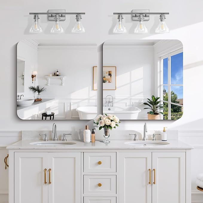 CILIBER Frameless Wall Mirror, 30" x 30" Square Bathroom Mirror Rounded Corner, HD Shatterproof Vanity Mirror with Polished Edge for Over Sink, Bedroom, Entryway, Vertical or Horizontal