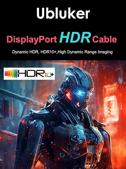 Ubluker 10K 8K DisplayPort 2.1 Cable 54Gbps 6.6 FT, Certified DP to DP Cord 4K 240Hz 165Hz 144Hz 120Hz 10K 8K 120Hz Nylon Braided UHBR HDCP2.3 FreeSync G-Sync RTX5090 Gaming Monitor PC Projector