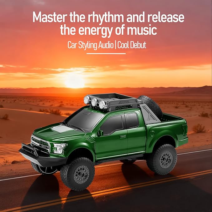 WS-589 Rugged Pickup Truck Bluetooth Replica Speaker – Portable Audio with TWS, LED Party Lights & HD Stereo | Unique Surprise Gift for Music & Truck Lovers (Green)