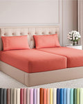 Split King Size 5 Piece Sheet Set - Comfy Breathable & Cooling Bed Sheets Set - Hotel Luxury Bedding for Women, Men, Kids, Teens, Boys & Girls - Deep Pockets, Soft and Wrinkle Free - Oeko-Tex - Coral