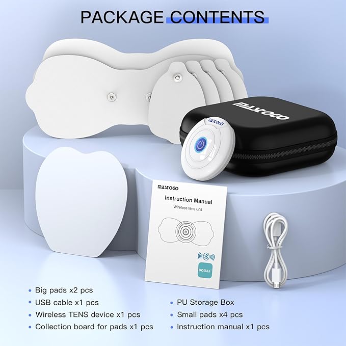 Wireless TENS & EMS Unit Back Pain Relief Massager - APP Controlled Bluetooth EMS Muscle Stimulator Machine for Back Shoulder Leg Neck Pain Relief