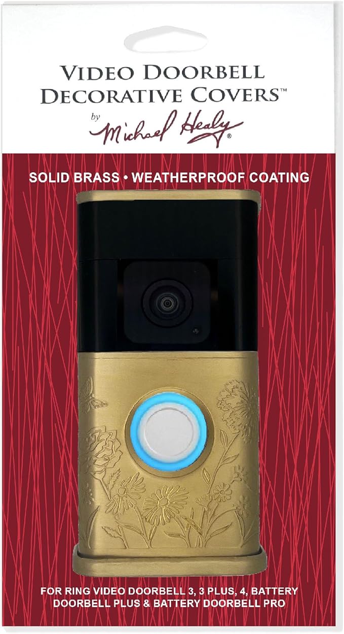 Garden Video Doorbell Cover (Compatible with Ring 3, 3 Plus, 4, Battery Plus, and Battery Pro) (Brass)