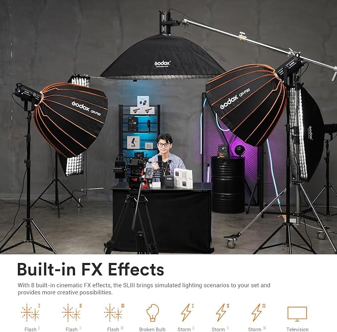 Godox SL150III 160W LED Video Light, 600Lux SL150W LED Continuous Light - Image 5