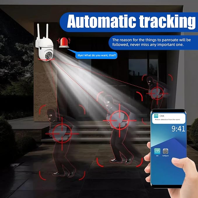 CKK 1080P Security Camera Outdoor Corded Power, 360° Pan/Tilt, Color Night - Image 2