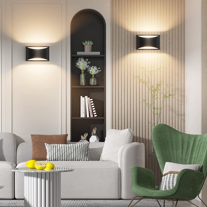 Aipsun Black Modern LED Wall Sconce Indoor Wall Lights 1 Pack Hardwired Up and Down Wall Mount Light for Living Room Bedroom Hallway Corridor Conservatory Warm White 3000K(with G9 Bulbs)