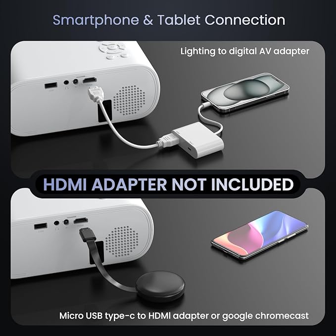 HOMPOW Projector, Native 1080P Full HD Bluetooth Projector with Speaker, 9500 Lumens Outdoor Portable Movie Mini Projector Compatible with Laptop, Smartphone, TV Stick, Xbox, PS5