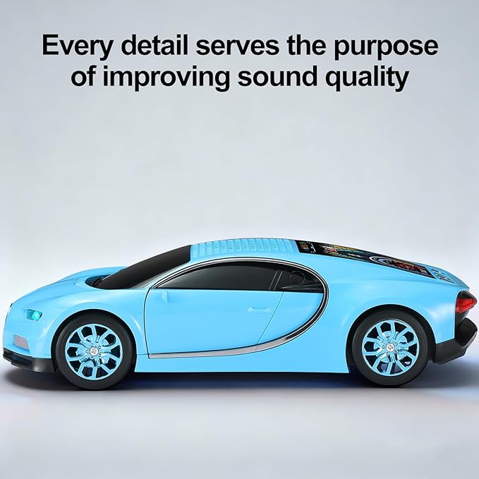 WSTER Luxury Sports Car Model Bluetooth Speaker with HD Sound, TWS Stereo Pairing, Display Screen, Built-in Microphone, Unique Bluetooth Car Speaker for Home, Party, Outdoor & Beach (Blue)