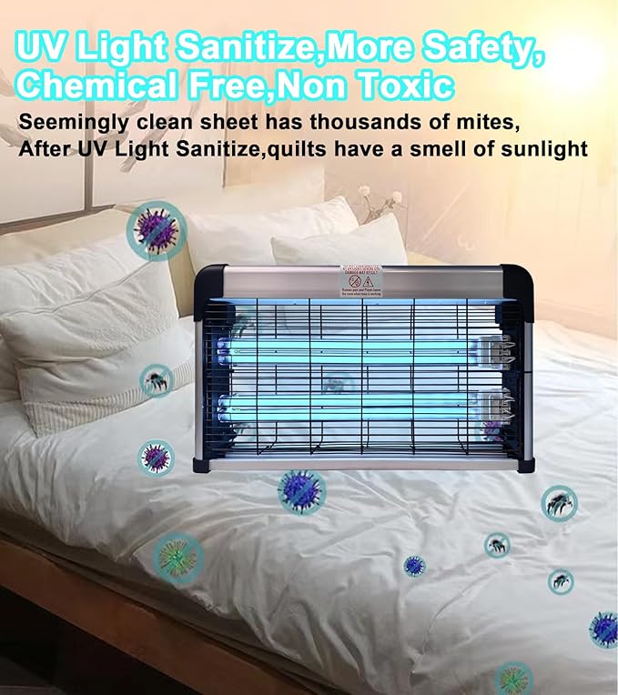 UV Light Sanitizer with Ozone 76 Watts (2x38W), UVC Disinfection Lamp w/Remote Control, Odor and Dust Mite Removal, Ultraviolet Light for Kitchen/Basement/Bathroom Black