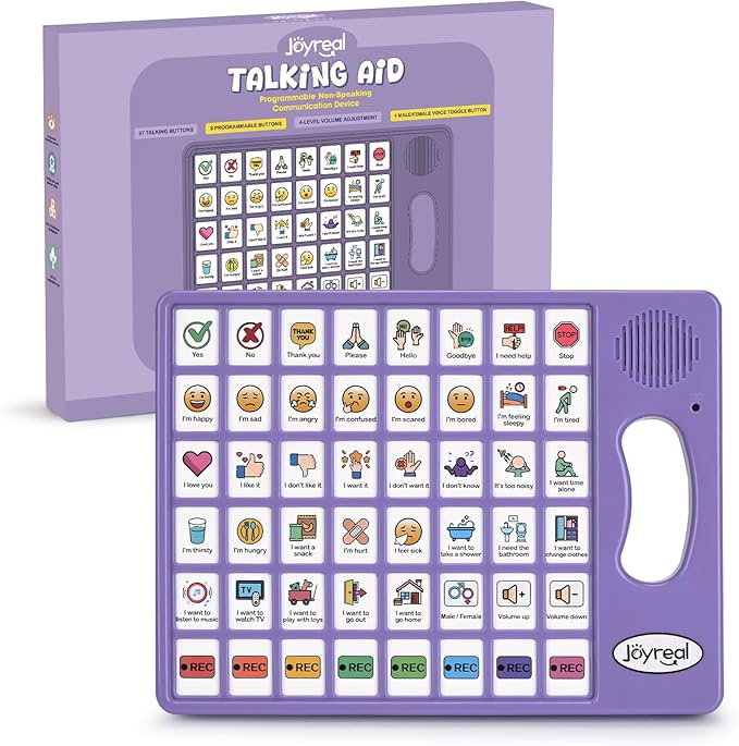 Joyreal AAC Device for Autism, Non Verbal Communication Tools for Speech Therapy & Stroke Rehab. Communication Tablet, Autism Talking Aids with 8 Programmable Buttons & Adjustable Volume (Purple)