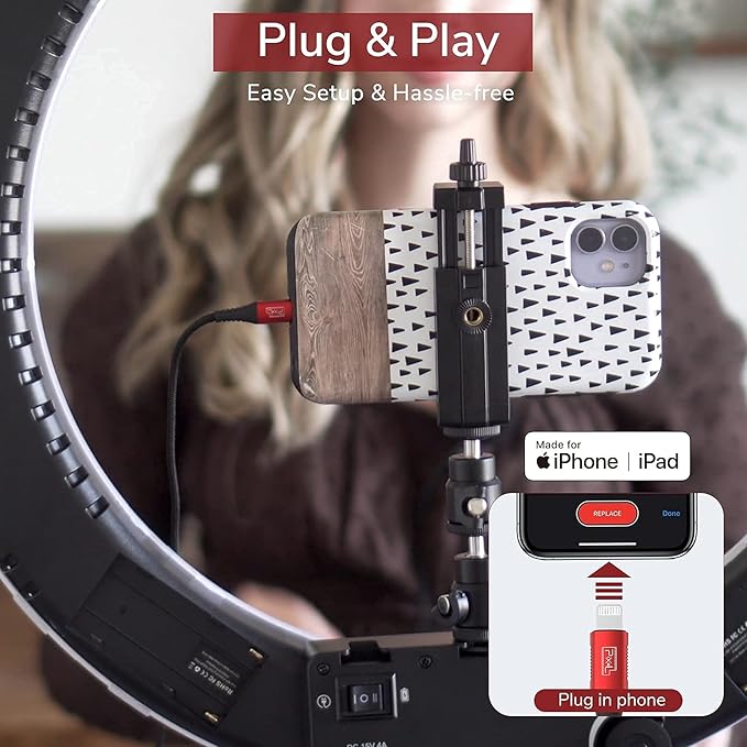 PIXEL Lavalier Microphone for iPhone (Apple MFi-Certified) | Lav Mic for Vlogging | External Microphone for Video Recording, Compatible with All Lightning Devices (10ft)