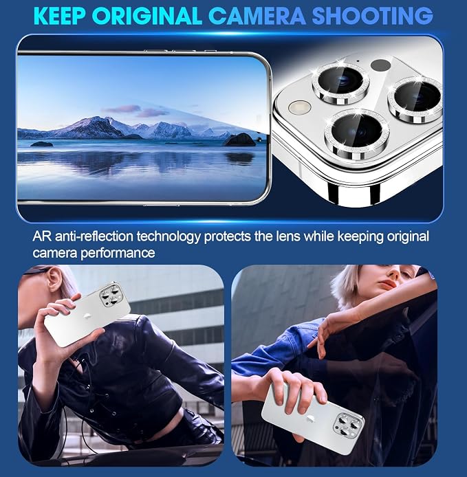 for iPhone 15 Pro/iPhone 15 Pro Max Camera Lens Protector Bling Individual - Image 4