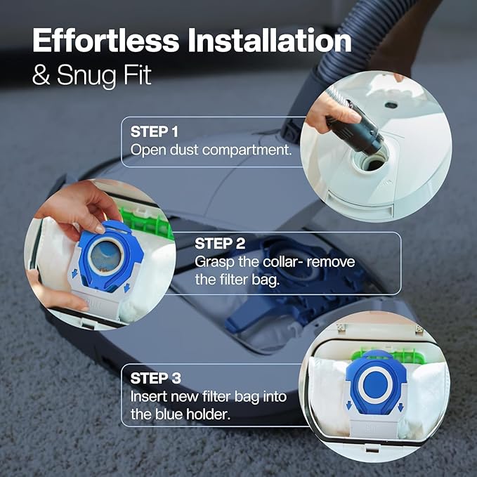 4 Vacuum Cleaner Bags [Replaces GN] – Compatible with Miele [Classic C1, Complete C2 & C3] – incl. 1 Motor & 1 Exhaust Filter – For [S8340, S8000, S5000, S2000, S600] – Replaces 9917730, 12281680