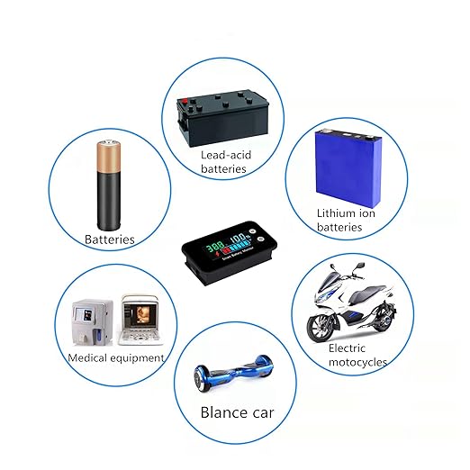 IPX7 Waterproof Battery Monitor12v 24v 36v 48v 60v 72v,Car Motorcycle Golf cart Battery Meter Digital Capacity Remaining Capacity Percentage Tester with Buzzer Alarm and Temperature