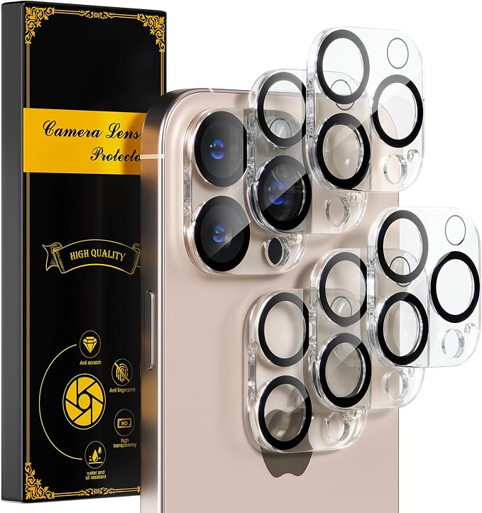 for 6 Pack iPhone 16 Pro/iPhone 16 Pro Max Camera Lens Protector 9H Tempered by Beuxece