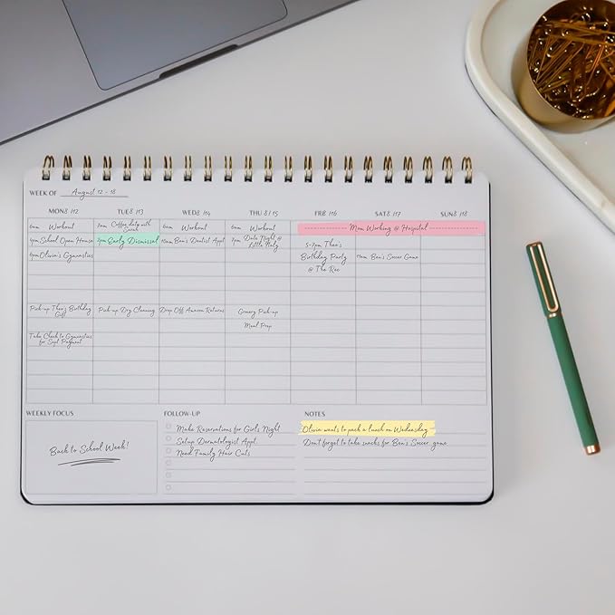 | Durable & Sleek | Undated Daily and Weekly Planner | 8.25" x 11.75" | To Do List Notebook for Work | Simple Design | Multiple Layouts | Planner and Notebook in One (Rust, Weekly Planner - Landscape)