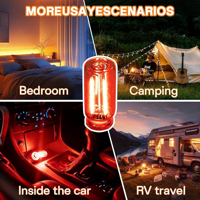 2PCS USB Car LED Interior Lights, Mini Ambient Lighting Accessories, Touch Control Decorative Night Lamps for Vehicle, Bedroom, Camping, Holiday Decor(Red)