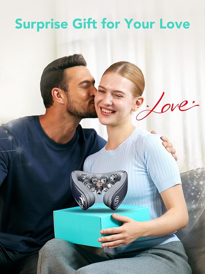 SKG Foldable Neck Massager for Pain Relief Deep Tissue Vibration Cordless Travel Massager,Portable 9D Neck Massager for Office Home Car Birthday Gifts for Men Women Dad Mom Grandpa
