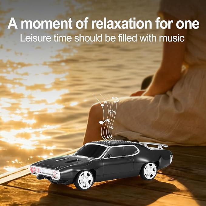 Retro Car Bluetooth Speaker with HD Stereo Sound, TWS Pairing, LED Party Lights, Built-in Microphone, Portable Wireless American Vintage-Style Bluetooth Speaker for Home, Office & Outdoor (Black)