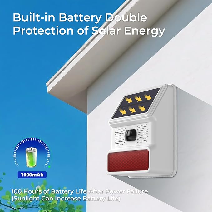 Solar Wireless Motion Sensor Alarm,Driveway Alarm Outdoor Waterproof Alert 120 dB Siren Sound Security System for House Yard Farm, Woods, Farmland,Garage(2 Pack)