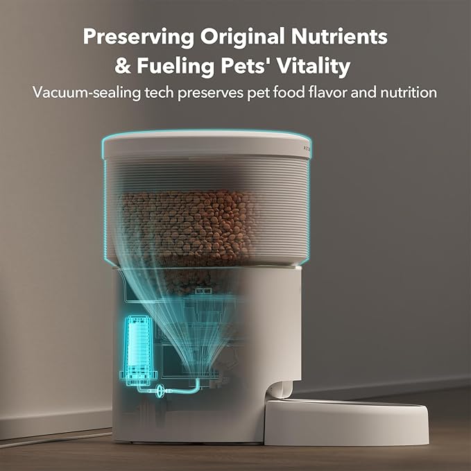 PETLIBRO 8L Automatic Dog Feeder, 5G Wi-Fi Automatic Dog/Cat Feeder, Vacuum-Sealed Automatic Dog/Cat Food Dispenser, Auto Pet Feeder with 18.7cm Large Food Tray for Large Medium Dogs Cats