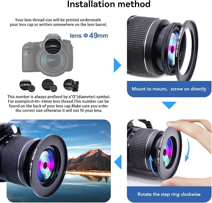 49mm Camera Lens to 55mm Step-Up Ring, Compatible - Image 5
