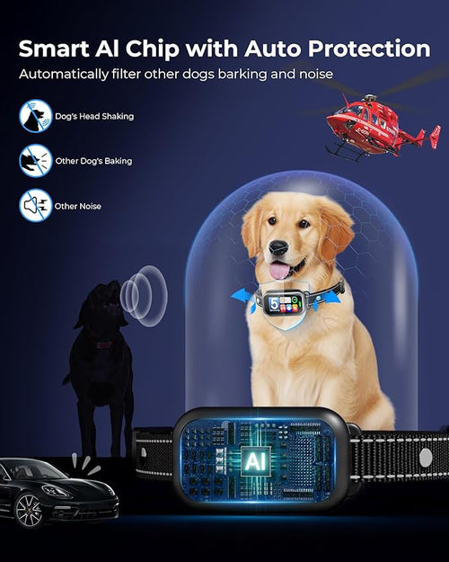 2 Pack Dog Bark Collar for Large Medium Small Dogs, 1s Fast Stop Barking Rechargeable Smart Bark Collar, Anti Barking Training Collar with 5 Adjustable Sensitivity Beep Vibration Shock