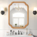Natural Wood Framed Mirror,18X24 Inch Bathroom Mirror for Over Sink Modern Rounded Corner Rectangle Wall Mounted Mirror (Horizontal/Vertical)