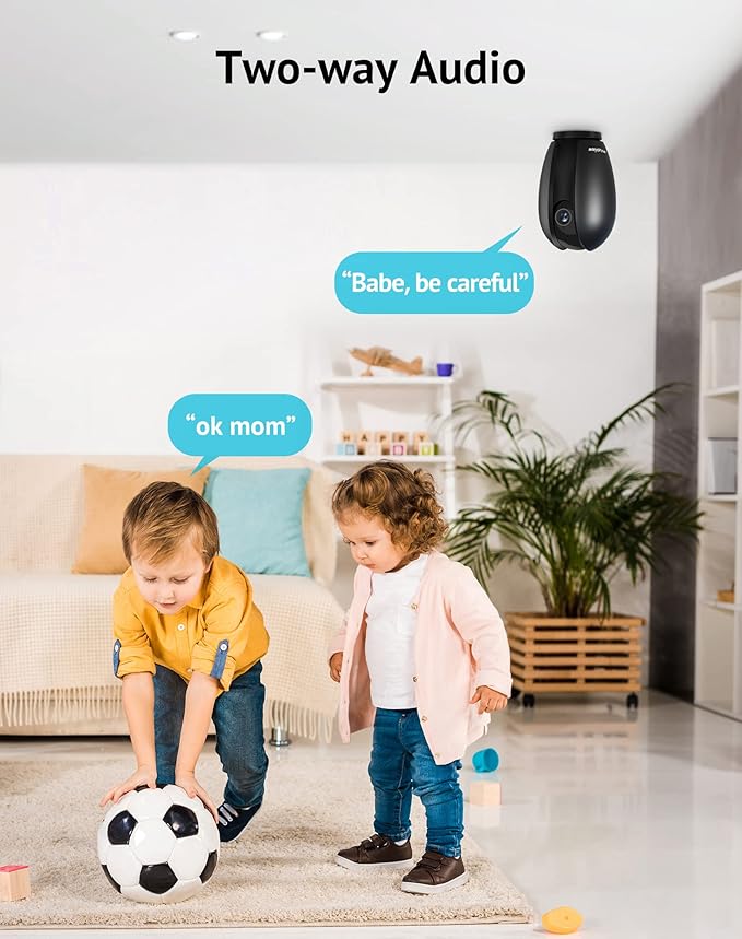LaView Security Cameras 2k with Color Night Vision, 4MP Cameras for Home Security with Motion Detection, Two-Way Audio, Indoor WiFi Camera for Baby/Pet, Alexa, USA Cloud Service,Black
