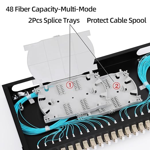 24 Duplex 48 Port LC-OM3 Multimode Fiber Enclosure Rack Mount Fiber Box LC-UPC - Image 6