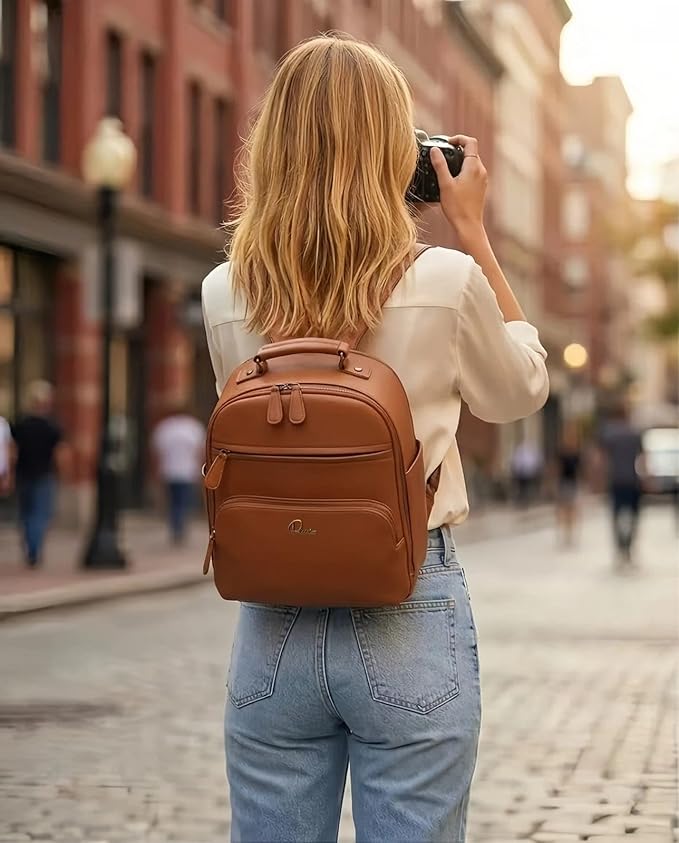 Small Camera Backpack, Classic PU Leather - Image 2