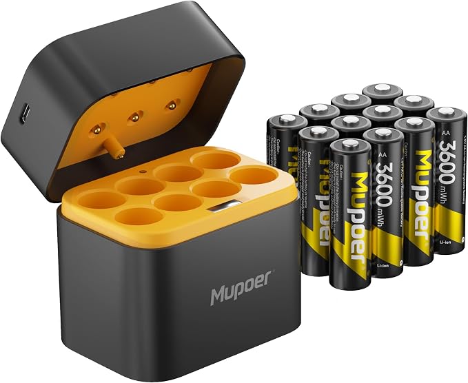 Rechargeable AA Lithium Batteries by Mupoer