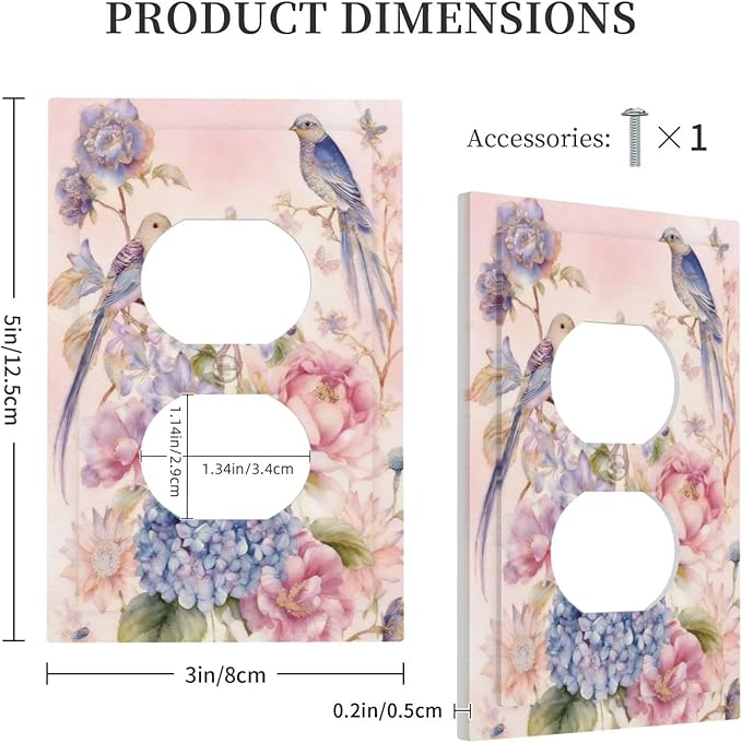 Bvtewkhz Floral Birds Morris Duplex Outlet Decorative Outlet Covers Light Switch Plate Electrical Receptacle Switchplate For Bathroom Kitchen Bedroom