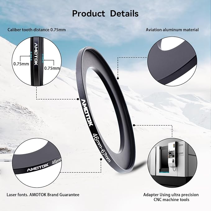 46mm Lens to 67mm Camera Lens Adapter, 46mm to 67mm Filter Step-Up Adapter Ring - Image 3