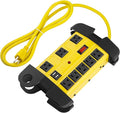 Heavy Duty Power Strip with USB, Workshop 8 Outlet Surge Protector 2700 Joules, Industrial Metal 15Amp Power Strip, 15 FT Extension Cord and Wide Spaced. Yellow