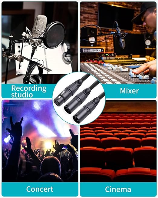 2 Pack XLR Splitter Cable,1 Female to 2 Male,5 FT Stereo Mic to L&R Audio Y-Splitter Cable