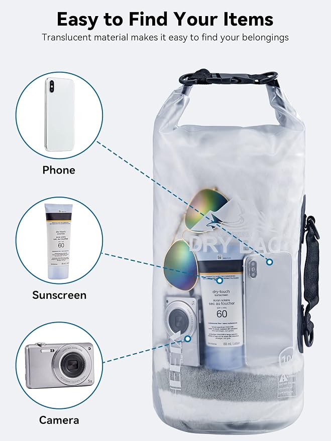HEETA Dry Bag Waterproof for Women Men, 5L/10L/20L/30L/40L Roll Top Lightweight - Image 7