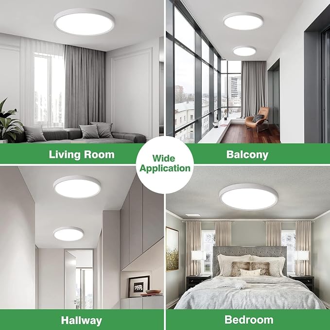 6PK 15.8 Inch LED Flush Mount Ceiling Light, 32W, 3480LM, 3000K/4000K/6000K CCT Selectable, Round Flat Panel Light Low Profile Ceiling Light Fitures for Hallway, Kitchen, Bedroom, Laundry Room, White