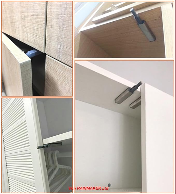 Push to Open Door Catches for Kitchen Cabinet Cupboard Wardrobe Automatic Spring Flap Touch Latch for Screw Fixing Pack of 10