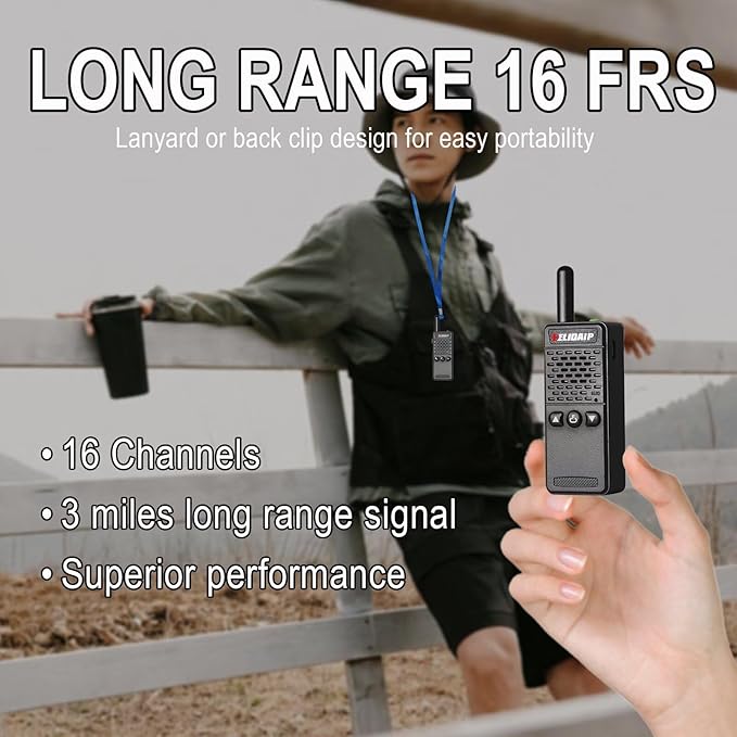 ELIDAIP T-M2 Mini Walkie Talkies for Adults,Long Range Two Way Radios 16 Channels,1100mAh,Small Walkie Talkie Rechargeable with Earpiece for Hiking Camping Family Trip Shopping mall (Black 2 Pack)