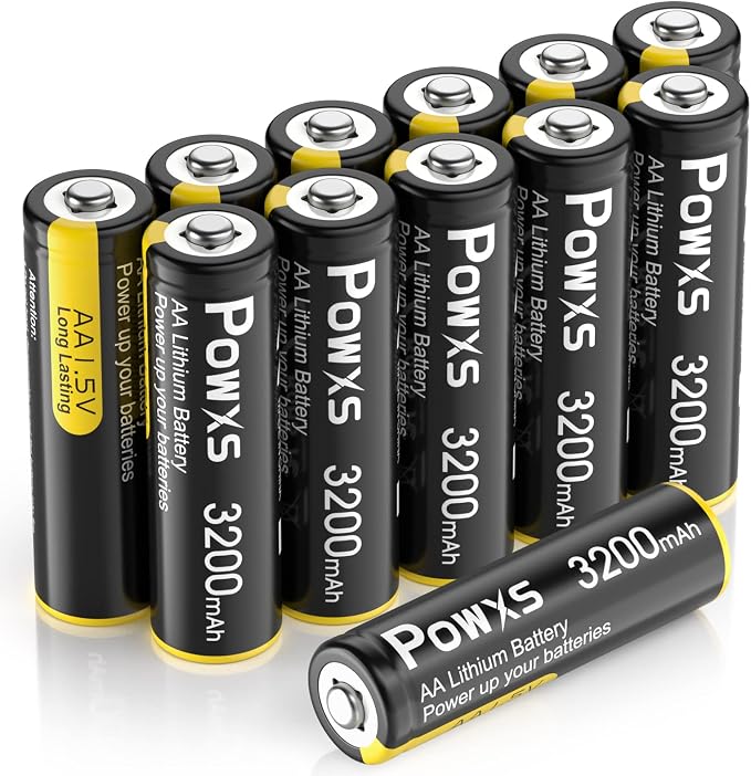 POWXS AA Lithium Batteries, 12 Pack 1.5V Lithium Iron AA Batteries 3200mAh by POWXS