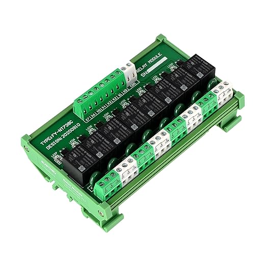 GUETNEU Relay Board, 8 Channel 1 SPDT DIN Rail Mount 24V DC/AC Relay, Interface Board