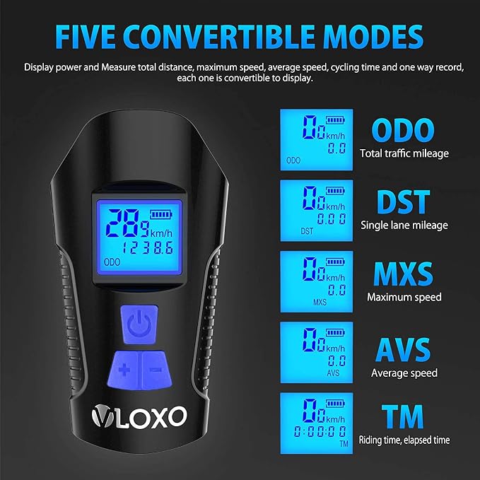 VLOXO Bike Speedometer with LED Bike Light, IP65 Waterproof Bicycle Odometer - Image 4
