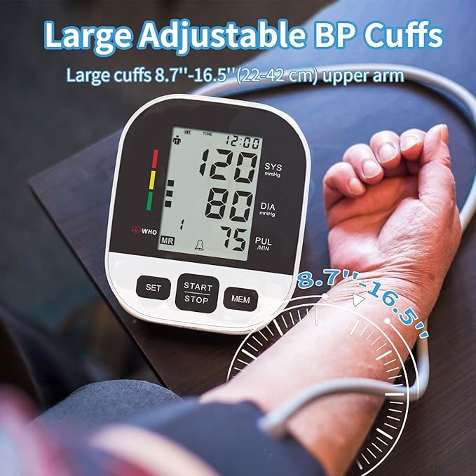 CardioVantage Blood Pressure Monitor for Home Use, Upper Arm Blood Pressure Machine with Large Cuff (8.7’’-16.5’’), Automatic BP Cuff with Large Screen, 2 User, 198 Memories