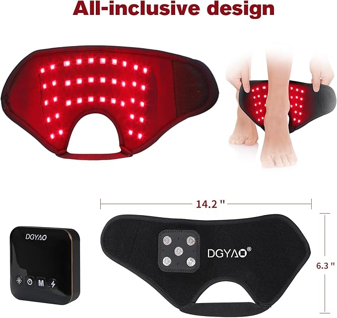 4000mAh Cordless Red Light Therapy for Ankle, Portable Infrared Light Therapy for Wrists Light with 660nm & 850nm NIR Light, Red Light Wrap for Ankle Relaxation 14.2'' x 6.3''